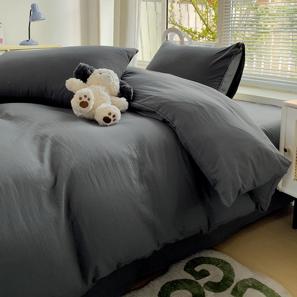 91家纺网 家纺一手货源 找家纺 （总）森璐 2025新款水洗棉双拼四件套宿舍三件套床单被套枕套