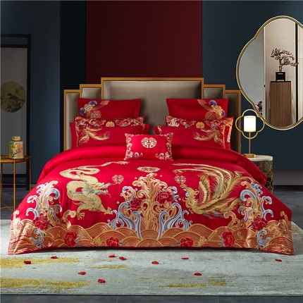 91家纺网 家纺一手货源 找家纺 （总）2023新款120s提花长绒棉婚庆多件套系列