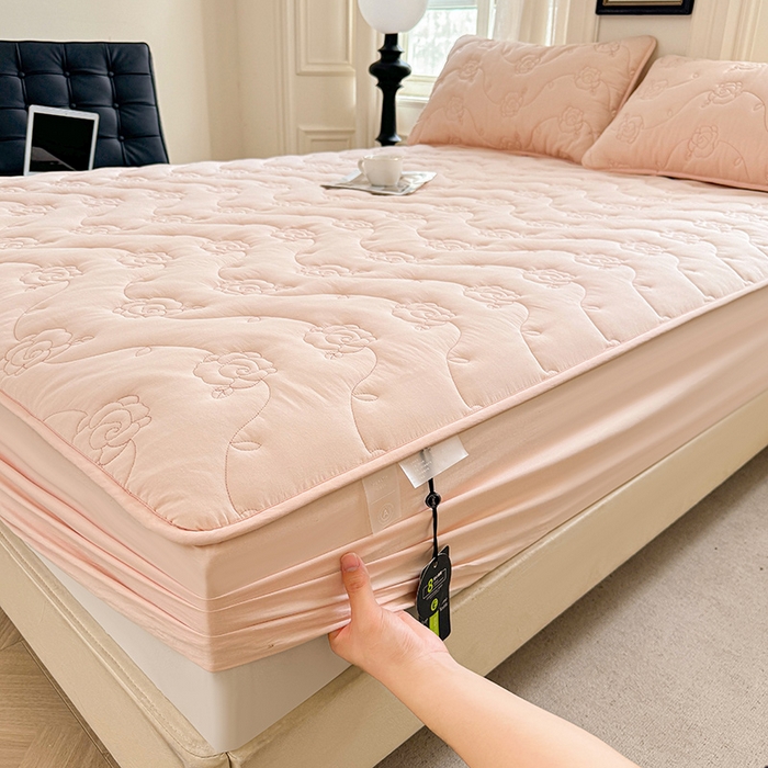 91家纺网 家纺一手货源 找家纺 （总）3C 2024新款全棉水洗棉夹棉玫瑰床笠-花语系列