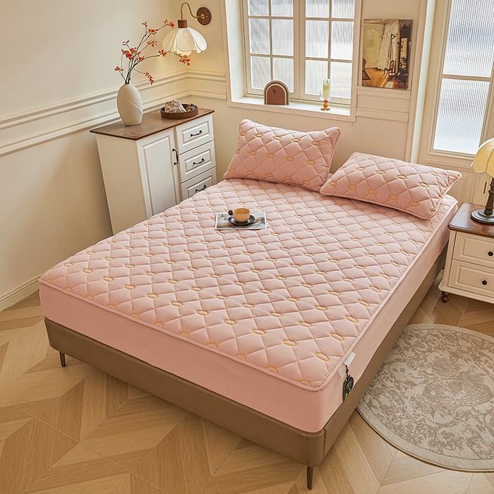 91家纺网 家纺一手货源 找家纺 3C 2024新款云朵全棉水洗棉床笠 云朵 浅豆沙