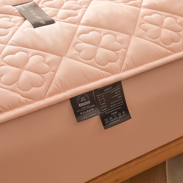 91家纺网 家纺一手货源 找家纺 3C 2025新款A类亲肤夹棉床笠-花叶 花叶 温柔粉