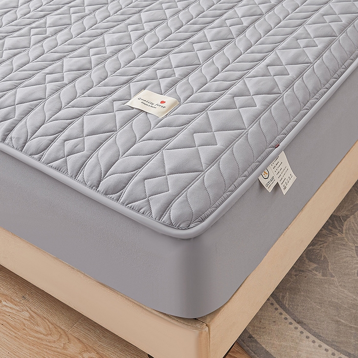 91家纺网 家纺一手货源 找家纺 3C 2025新款A类亲肤夹棉床笠-麦穗格 麦穗格 星辰灰