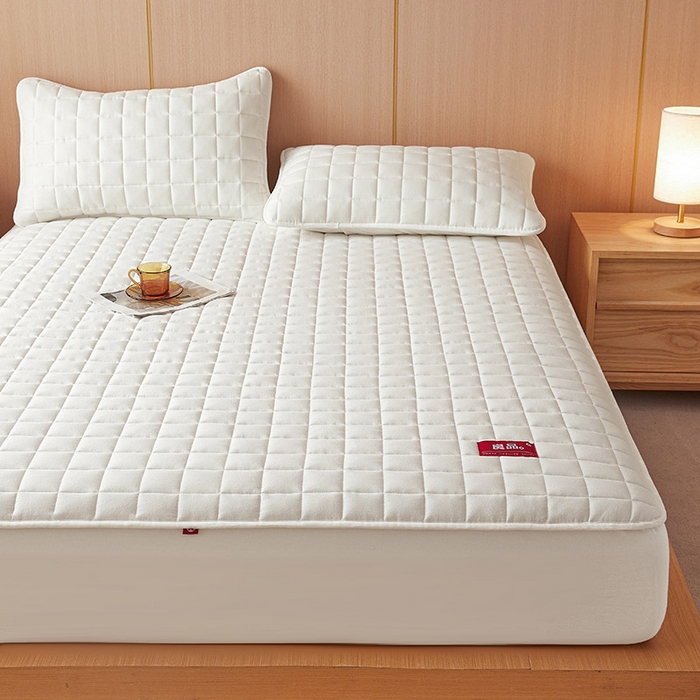 91家纺网 家纺一手货源 找家纺 3C 2025新款全棉水洗棉夹棉床笠-良品 良品 珍珠白