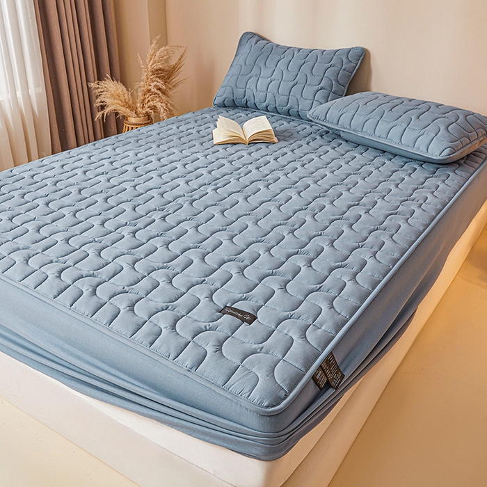 91家纺网 家纺一手货源 找家纺 3C 2025新款A类亲肤夹棉床笠-阡陌 阡陌 海洋蓝