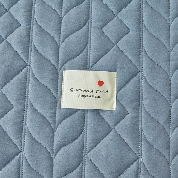 91家纺网 家纺一手货源 找家纺 3C 2025新款A类亲肤夹棉床笠-麦穗格 麦穗格 深海蓝