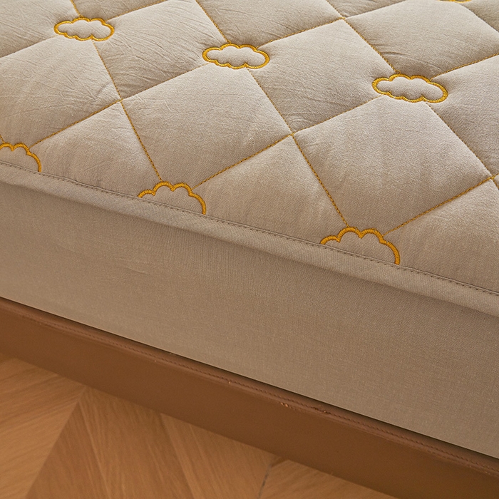 91家纺网 家纺一手货源 找家纺 3C 2024新款云朵全棉水洗棉床笠 云朵 清新灰