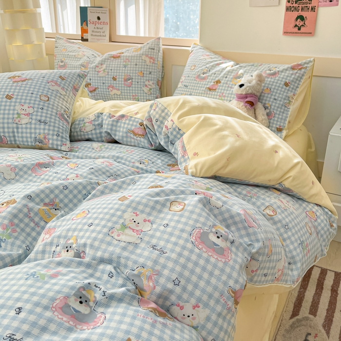 91家纺网 家纺一手货源 找家纺 2025新款全棉卡通小清新系列四件套 可爱贝贝