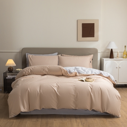 91家纺网 家纺一手货源 找家纺 （总）典曼家纺 2025新品A类长绒棉纯色双拼四件套