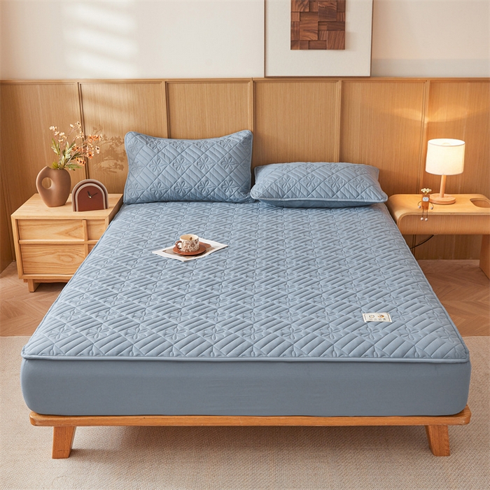 91家纺网 家纺一手货源 找家纺 3C 2025新款A类幸运花防水隔脏床笠 幸运花-海洋蓝