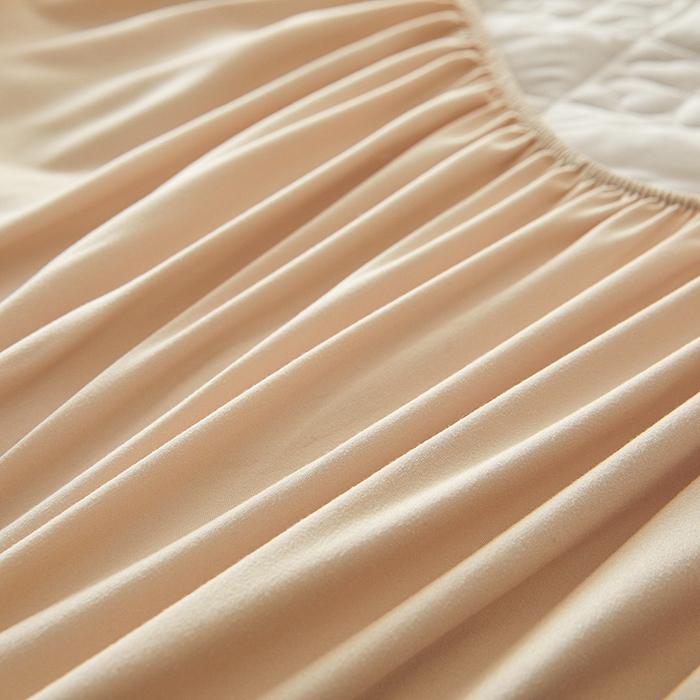 91家纺网 家纺一手货源 找家纺 3C 2025新款A类亲肤夹棉床笠-花叶 花叶 浅卡其