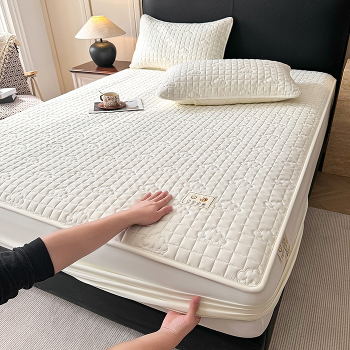 91家纺网 家纺一手货源 找家纺 （总）3C 2025新款A类亲肤夹棉床笠-小云朵