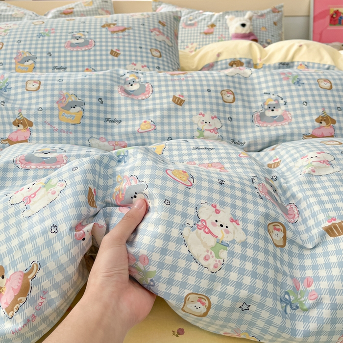 91家纺网 家纺一手货源 找家纺 2025新款全棉卡通小清新系列四件套 可爱贝贝