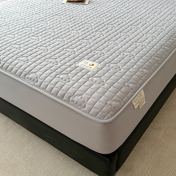 91家纺网 家纺一手货源 找家纺 3C 2025新款A类亲肤夹棉床笠-小云朵 小云朵 星辰灰