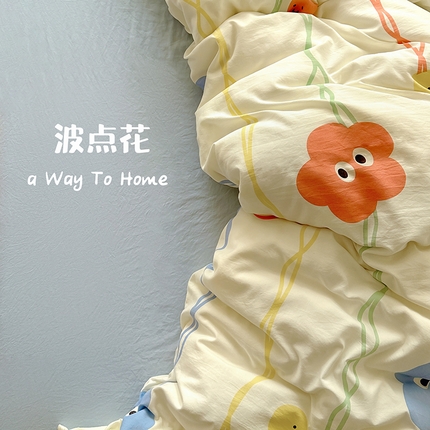 91家纺网 家纺一手货源 找家纺 （总）阿曼达 2024新款ins博主风亲肤柔软印花卡通水洗m四件套（专版花型）