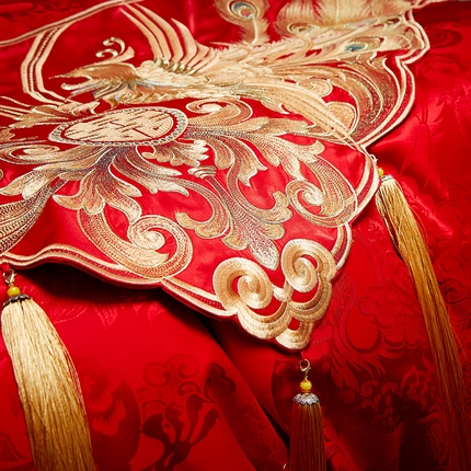 91家纺网 家纺一手货源 找家纺 （总）2023新款100s贡缎提花婚庆多件套系列