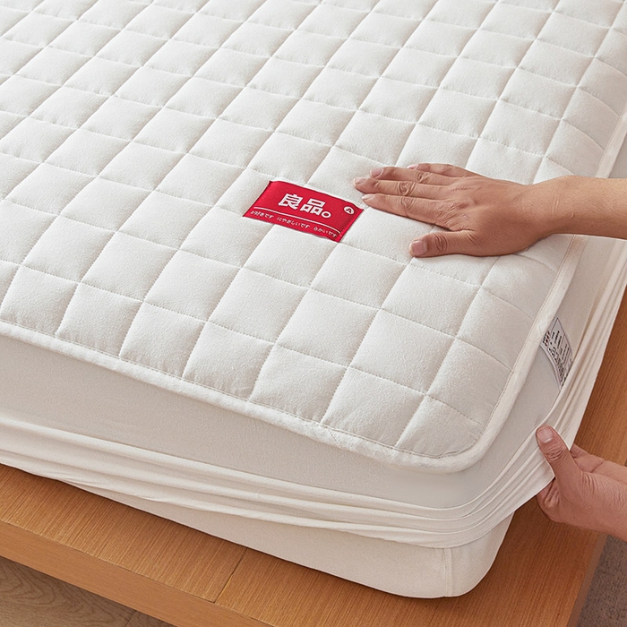 91家纺网 家纺一手货源 找家纺 3C 2025新款全棉水洗棉夹棉床笠-良品 良品 珍珠白