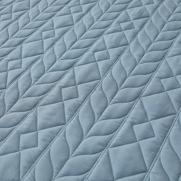 91家纺网 家纺一手货源 找家纺 3C 2025新款A类亲肤夹棉床笠-麦穗格 麦穗格 深海蓝