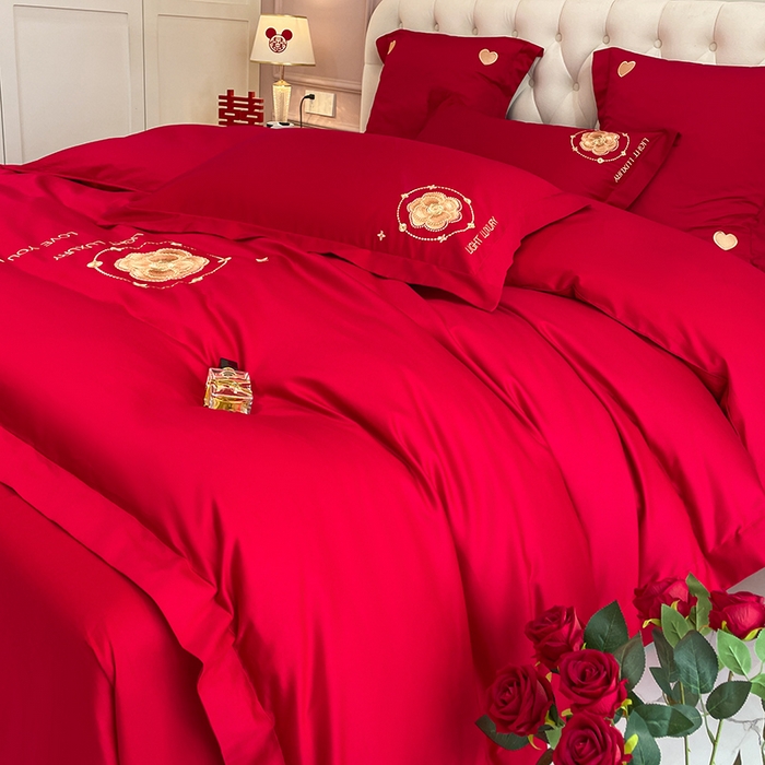 91家纺网 家纺一手货源 找家纺 东方合美（原：皇家传奇） 2023新款亲肤舒适时尚婚庆四件套系列 心相印