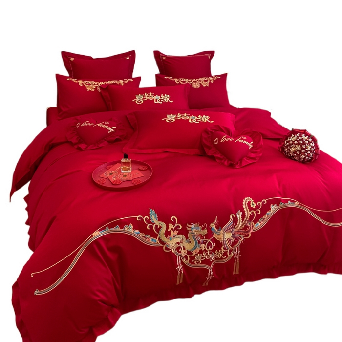 91家纺网 家纺一手货源 找家纺 东方合美（原：皇家传奇） 2023新款小红书风格热款40S婚庆系列 喜乐龙凤