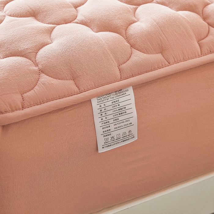 91家纺网 家纺一手货源 找家纺 3C 2025新款全棉水洗棉夹棉床笠-梦屿系列 梦屿 浅豆沙