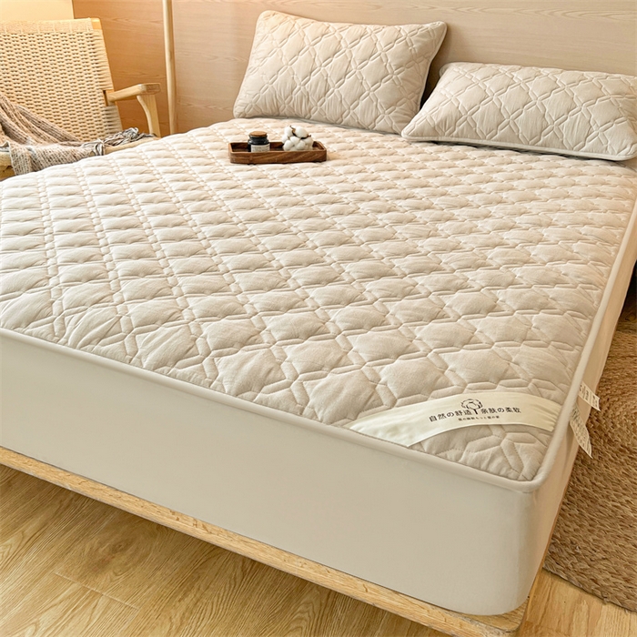 91家纺网 家纺一手货源 找家纺 3C 2024新款A类全棉抗菌防水床笠 全棉防水-清新灰