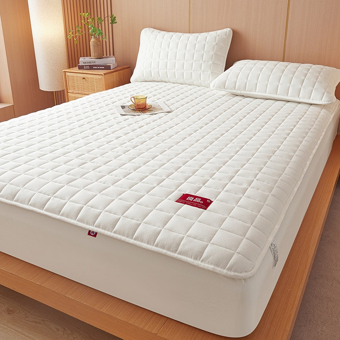 91家纺网 家纺一手货源 找家纺 3C 2025新款全棉水洗棉夹棉床笠-良品 良品 珍珠白