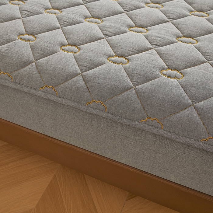 91家纺网 家纺一手货源 找家纺 3C 2024新款云朵全棉水洗棉床笠 云朵 冰山灰