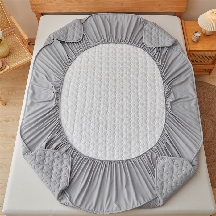 91家纺网 家纺一手货源 找家纺 3C 2025新款A类时尚格防水隔脏床笠 时尚格-云雾灰