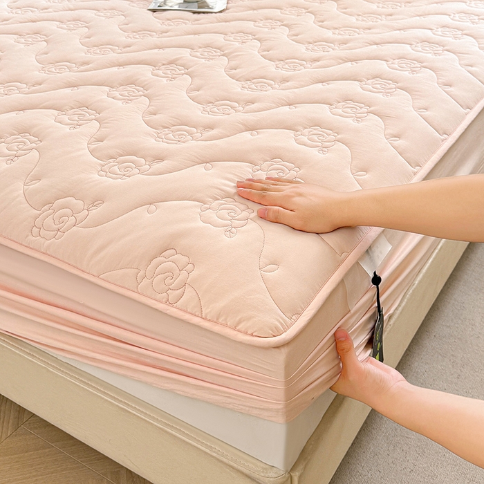 91家纺网 家纺一手货源 找家纺 （总）3C 2024新款全棉水洗棉夹棉玫瑰床笠-花语系列