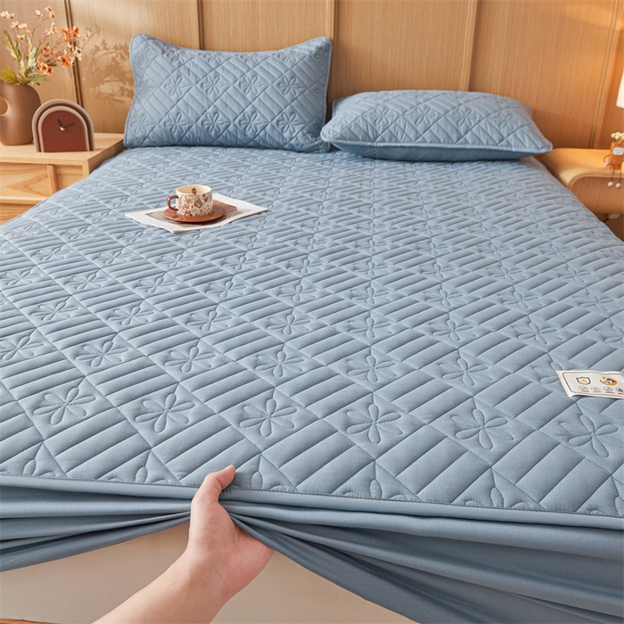 91家纺网 家纺一手货源 找家纺 3C 2025新款A类幸运花防水隔脏床笠 幸运花-海洋蓝