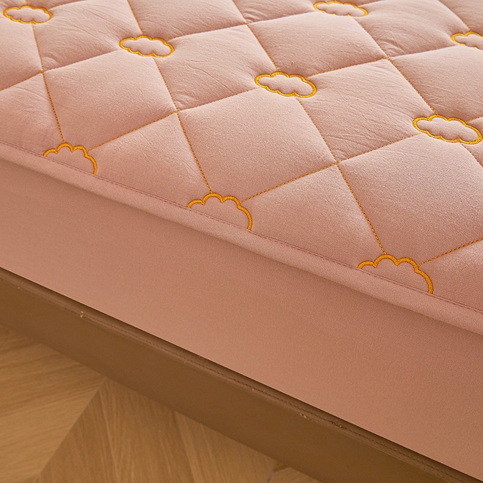 91家纺网 家纺一手货源 找家纺 3C 2024新款云朵全棉水洗棉床笠 云朵 浅豆沙