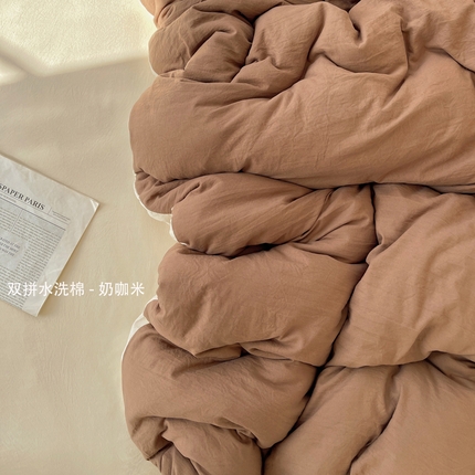 91家纺网 家纺一手货源 找家纺 （总）阿曼达 2025新款ins博主风纯色混搭双色水洗m四件套