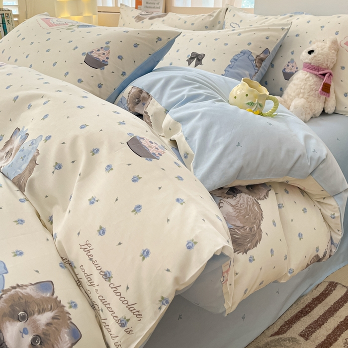 91家纺网 家纺一手货源 找家纺 2025新款全棉卡通小清新系列四件套 奶油甜宠