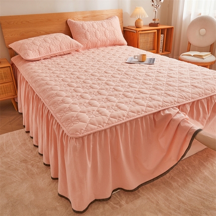 3C 2024新款全棉水洗棉夹棉床裙-四叶草系列 四叶草-典雅玉