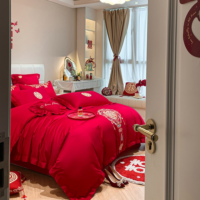 91家纺网 家纺一手货源 找家纺 东方合美（原：皇家传奇） 2023新款亲肤舒适时尚婚庆四件套系列 富贵吉祥