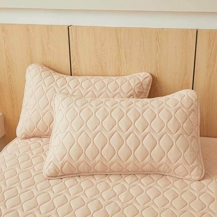 91家纺网 家纺一手货源 找家纺 3C 2025新款A类菱形格防水隔脏床笠-卡诺 卡诺-暖杏