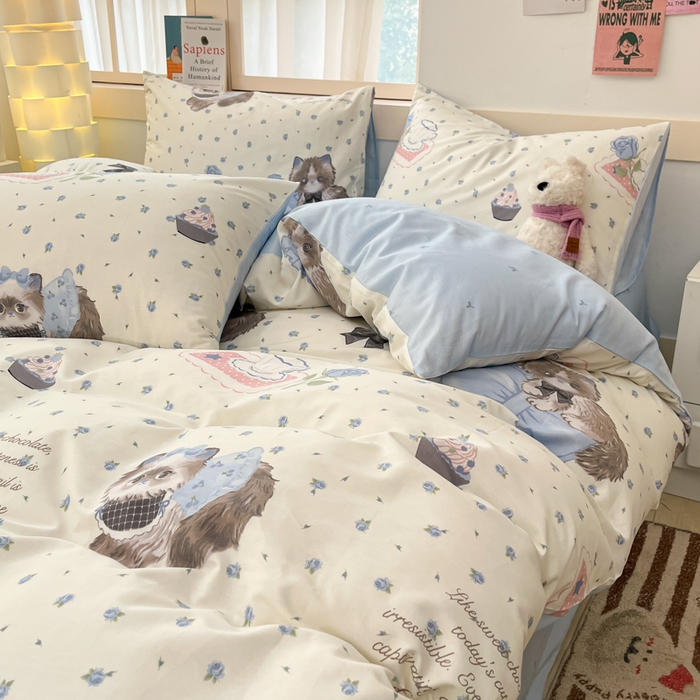 91家纺网 家纺一手货源 找家纺 2025新款全棉卡通小清新系列四件套 奶油甜宠