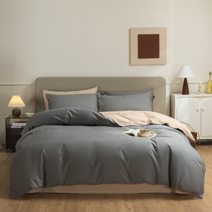 91家纺网 家纺一手货源 找家纺 （总）典曼家纺 2025新品A类长绒棉纯色双拼四件套