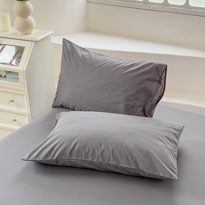 91家纺网 家纺一手货源 找家纺 2025新款全棉A类母婴级水洗棉纯棉床单纯色系列单品 中灰