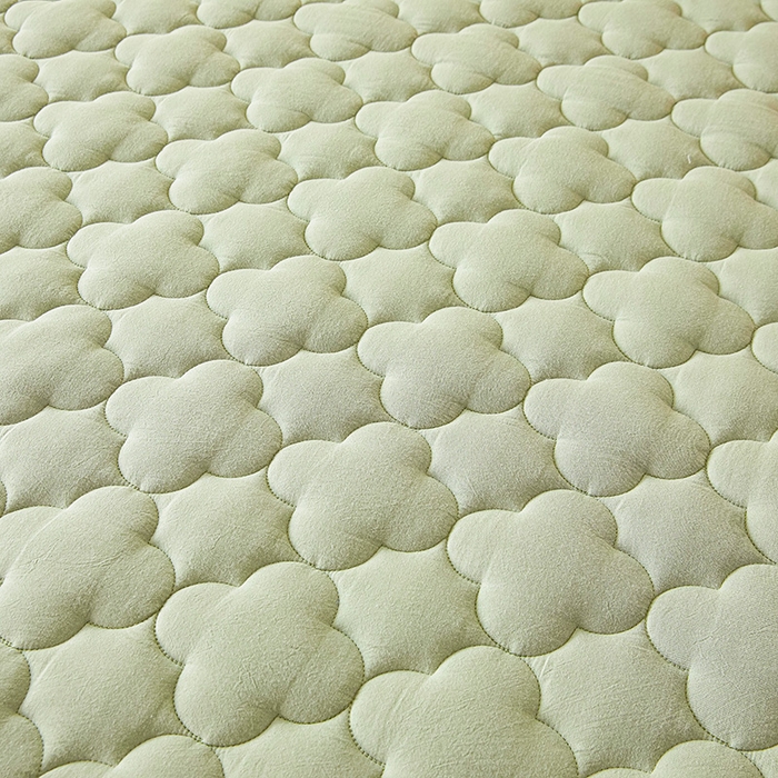 91家纺网 家纺一手货源 找家纺 3C 2025新款全棉水洗棉夹棉床笠-梦屿系列 梦屿 抹茶绿