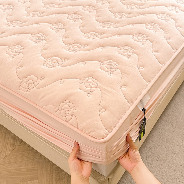 91家纺网 家纺一手货源 找家纺 （总）3C 2024新款全棉水洗棉夹棉玫瑰床笠-花语系列