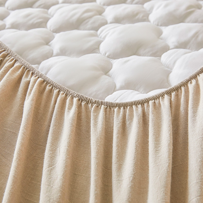 91家纺网 家纺一手货源 找家纺 3C 2025新款全棉水洗棉夹棉床笠-梦屿系列 梦屿 清新灰