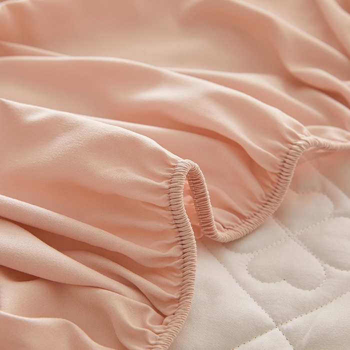 91家纺网 家纺一手货源 找家纺 3C 2025新款A类亲肤夹棉床笠-花叶 花叶 温柔粉