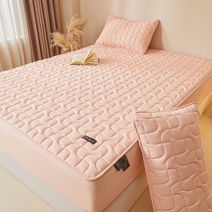 91家纺网 家纺一手货源 找家纺 3C 2025新款A类亲肤夹棉床笠-阡陌 阡陌 温柔粉