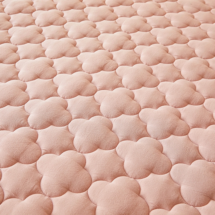 91家纺网 家纺一手货源 找家纺 3C 2025新款全棉水洗棉夹棉床笠-梦屿系列 梦屿 浅豆沙