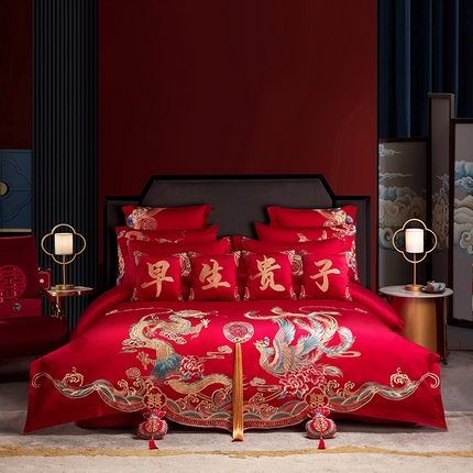 91家纺网 家纺一手货源 找家纺 （总）2023新款120s提花长绒棉婚庆多件套系列