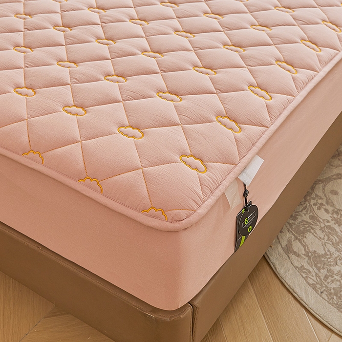 91家纺网 家纺一手货源 找家纺 3C 2024新款云朵全棉水洗棉床笠 云朵 浅豆沙