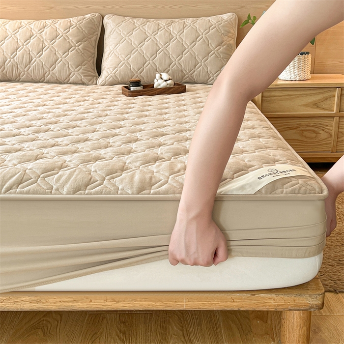 91家纺网 家纺一手货源 找家纺 3C 2024新款A类全棉抗菌防水床笠 全棉防水-清新灰