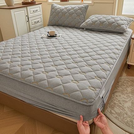 3C 2024新款云朵全棉水洗棉床笠 云朵 冰山灰