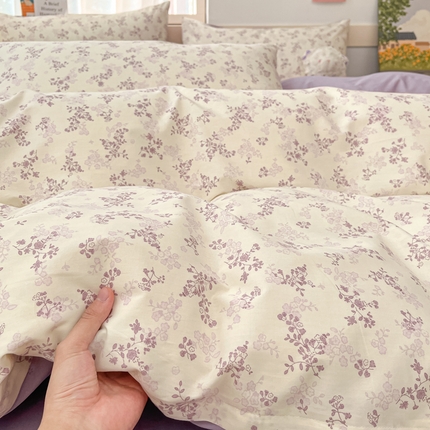 2025新款全棉卡通小清新系列四件套 春风里（紫）